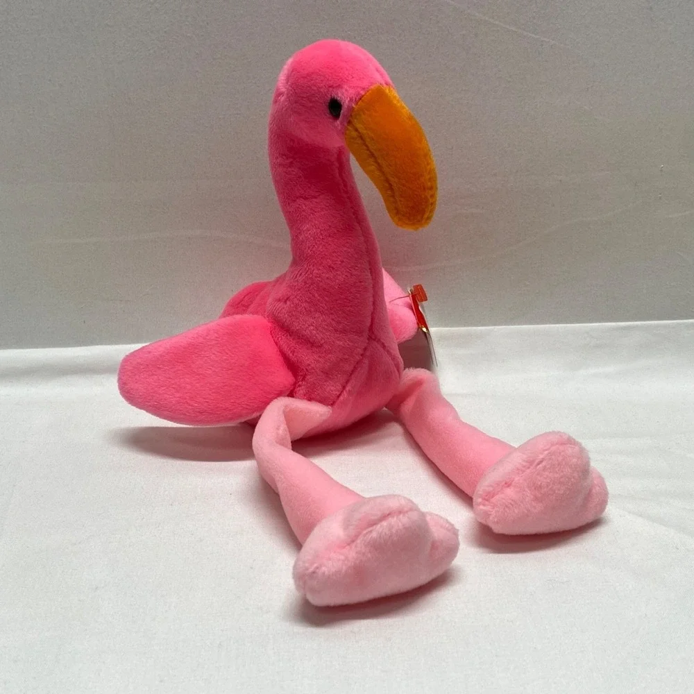Vintage Ty Beanie Babies Pinky Flamingo Pink Bird Retired 1995 Rare See Tags MWT
